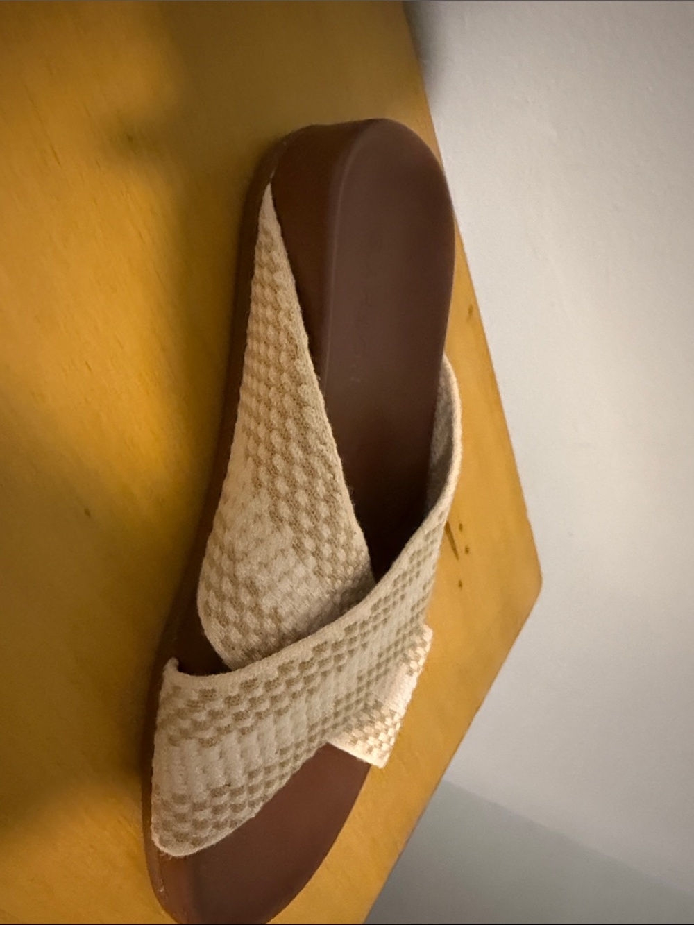 Rothys Woven Cross-Band Slide Sandals in Beige and White - Picture 4 of 4